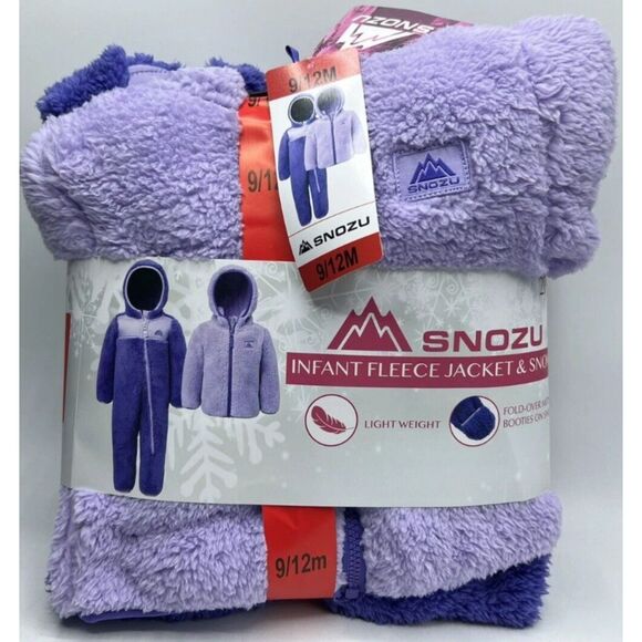 NEW Girls Sz 9-12 Months Purple Soft Fleece Hooded Jacket & Snowsuit 2 Pc Set - Picture 8 of 9